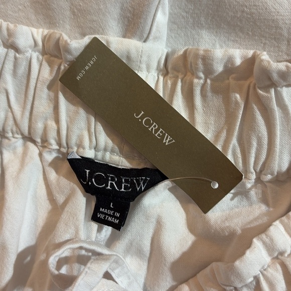 NWT J. Crew Drawstring pant straight leg white in cotton blend - Picture 4 of 10